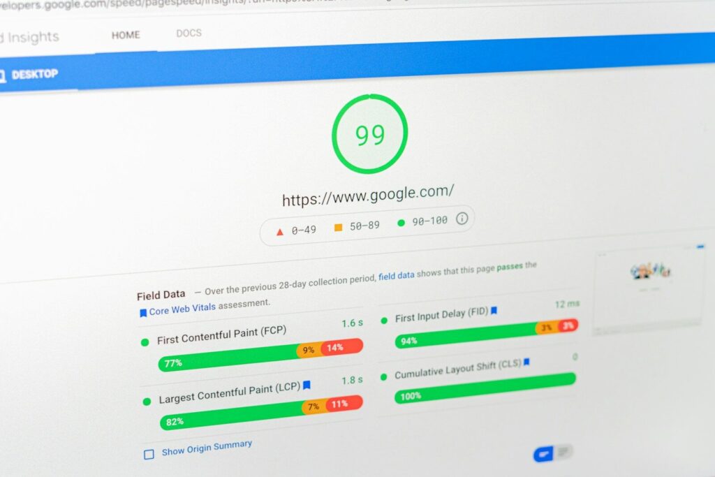 Site speed test results referenced in this therapist website SEO guide